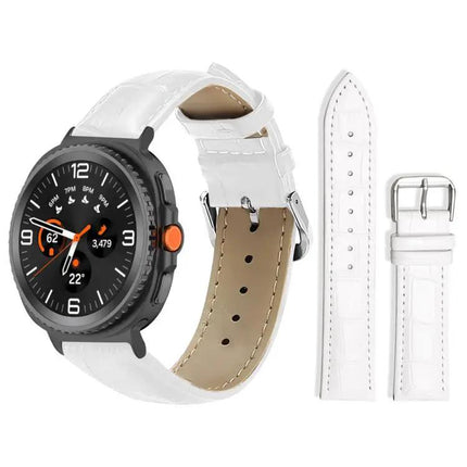 Bamboo Texture Leather Watch Band 20mm Buckle For Samsung