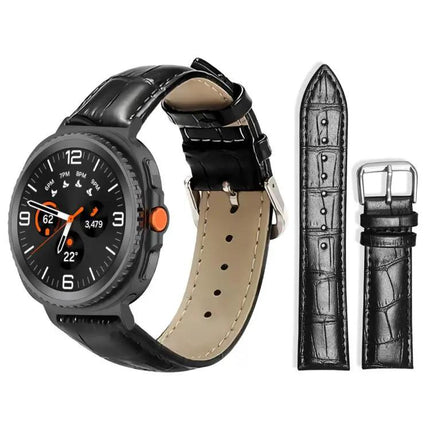 Bamboo Texture Leather Watch Band 20mm Buckle For Samsung