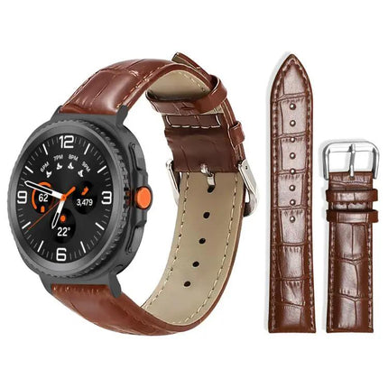 Bamboo Texture Leather Watch Band 20mm Buckle For Samsung