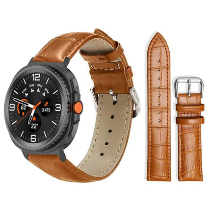 Bamboo Texture Leather Watch Band 20mm Buckle For Samsung