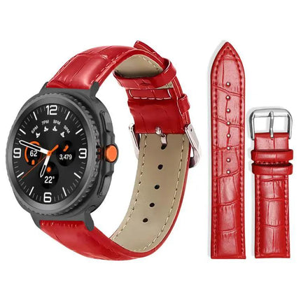 Bamboo Texture Leather Watch Band 20mm Buckle For Samsung