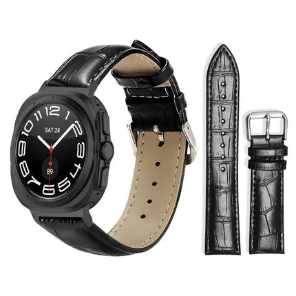 Bamboo Texture Leather Watch Band 20mm Buckle For Samsung