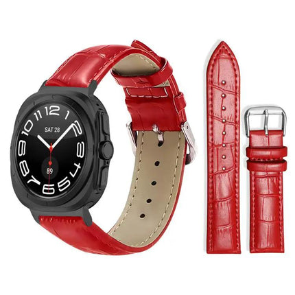 Bamboo Texture Leather Watch Band 20mm Buckle For Samsung
