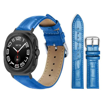 Bamboo Texture Leather Watch Band 20mm Buckle For Samsung