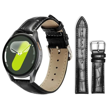 Bamboo Texture Leather Watch Band 20mm Buckle For Samsung