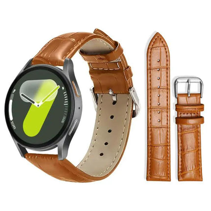 Bamboo Texture Leather Watch Band 20mm Buckle For Samsung