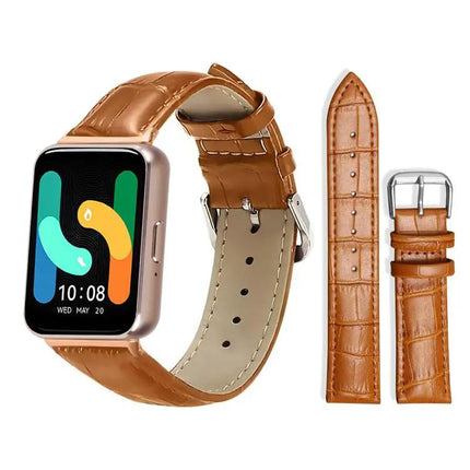 Bamboo Texture Leather Watch Band 20mm Buckle For Samsung