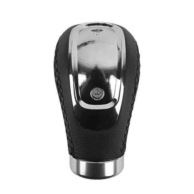 PU Leather Gear Shift Knob With Hole For Manual Transmission, black PU leather and chrome manual shift knob, ergonomic grip
