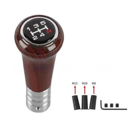 Manual Gear Shift Knob Aluminum Alloy For Cars Easy To Install - wood grain handle with aluminum base and adapters