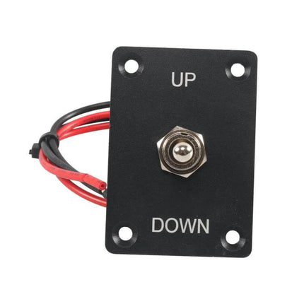 Marine RV 4-Pin Two-Speed Switch Panel For Campers With Cable - black aluminum UP-OFF-DOWN toggle switch with cable for 12–24V systems
