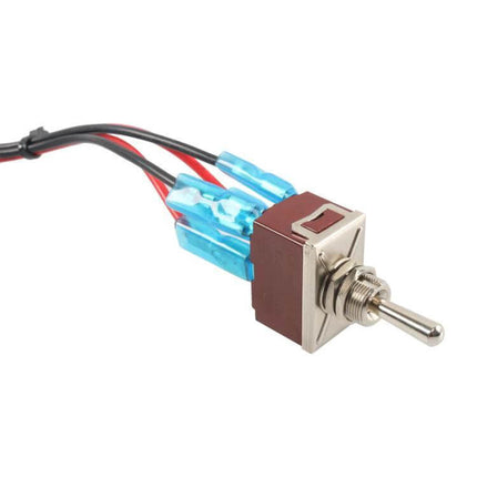 Marine RV 4-Pin Two-Speed Switch Panel For Campers With Cable - compact aluminum toggle switch panel with bakelite housing and attached cable