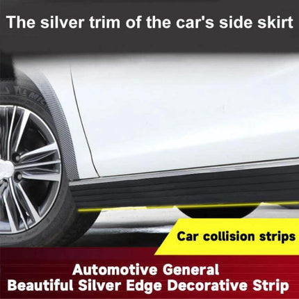 Durable Thickened Self-Adhesive Strip for Car Door Protection on silver side skirt protecting door edge from scratches and impacts