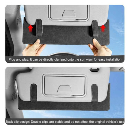 Car Sun Visor Card Extension Clip Adjustable for Glare suede-finish adjustable-length glare blocker clip for car sun visor, easy clamp installation