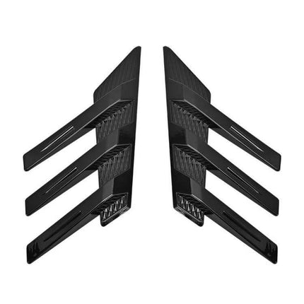 Pair of Car Rear Windshield Shark Fin Decorative Stickers in Bright Black - glossy black twin rear windshield fins decal set