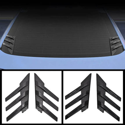 Pair of Car Rear Windshield Shark Fin Decorative Stickers in Bright Black - rear windshield pair adding subtle sporty accent