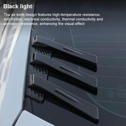 Pair of Car Rear Windshield Shark Fin Decorative Stickers in Bright Black - two-piece bright black rear windshield shark fin accents for easy car personalization