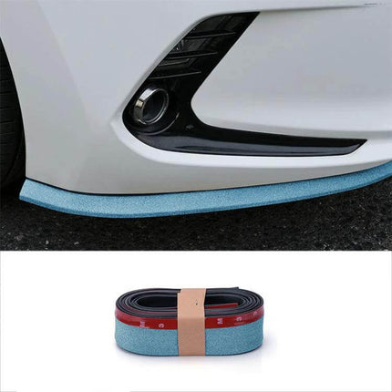 2.5m Soft Rubber Car Door Anti-Collision Protection Strip applied to white car bumper, blue rubber strip roll included