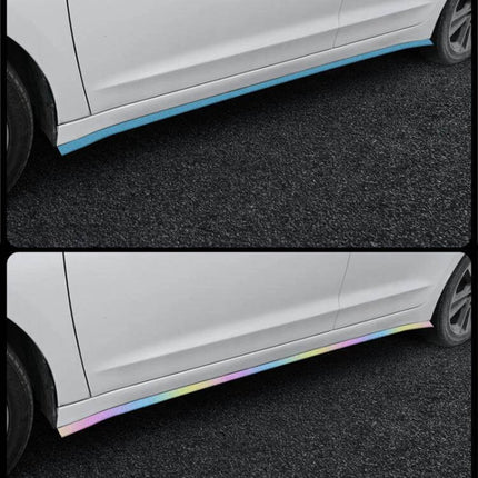 2.5m Soft Rubber Car Door Anti-Collision Protection Strip installed on white sedan side skirt to prevent door edge scratches and minor impacts