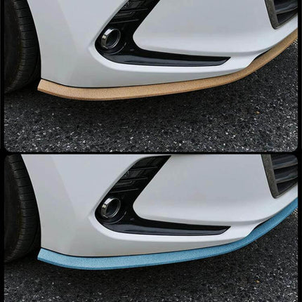 2.5m Soft Rubber Car Door Anti-Collision Protection Strip installed along bumper edge to prevent scratches and minor impacts on a white car