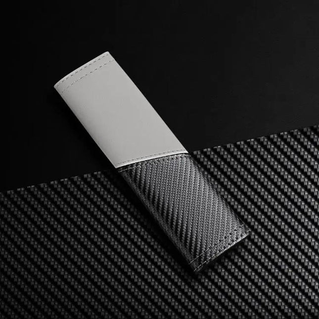 Car Leather Seat Belt Shoulder Guard Carbon Fiber Stitching