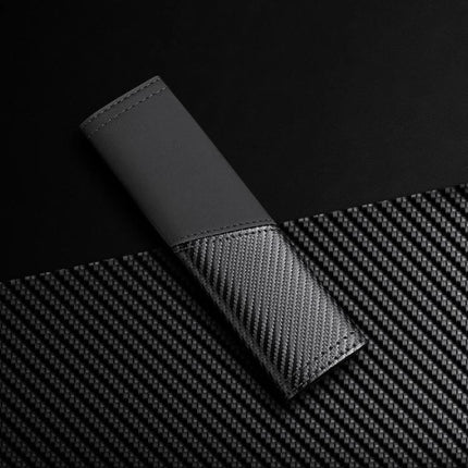 Car Leather Seat Belt Shoulder Guard Carbon Fiber Stitching on black carbon-fiber background, leather exterior and soft interior cushion