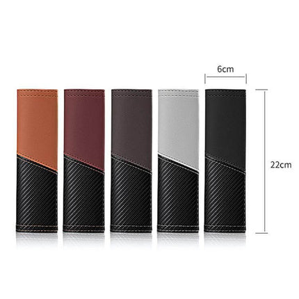 Car Leather Seat Belt Shoulder Guard Carbon Fiber Stitching - five color options, 22cm x 6cm leather and carbon fiber stitch design