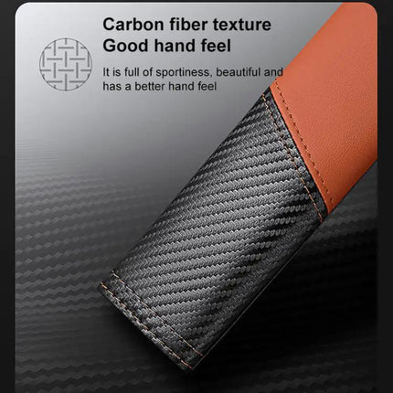 Car Leather Seat Belt Shoulder Guard Carbon Fiber Stitching | Syndmart