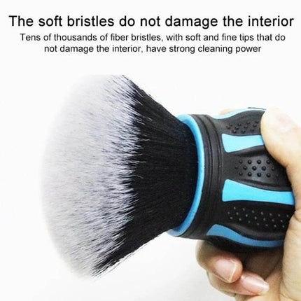 Soft Bristle Round Head Brush for Car Interior Dust Removal - close-up of soft bristles and ergonomic handle