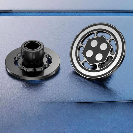 17mm Universal Ball MagSafe Car Phone Holder Base Black showing two black alloy and ABS mounting bases on blue surface, 360° rotation ready