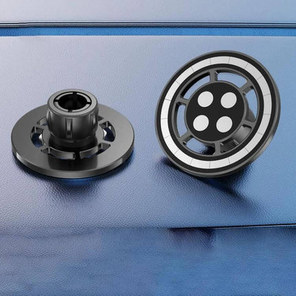 17mm Universal Ball MagSafe Car Phone Holder Base Black compact alloy and ABS mounting base showing front and back with 360-degree rotation
