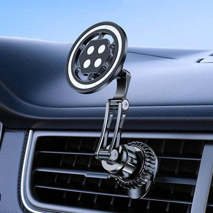 17mm Universal Ball MagSafe Car Phone Holder Base Black mounted on car vent with 360° rotation for hands-free navigation and desktop use