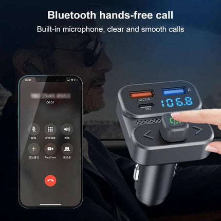 Car Bluetooth Hands-Free Calling Adapter With PD36W Fast Charging - in-car Bluetooth FM transmitter with PD36W fast charge and hands-free calling