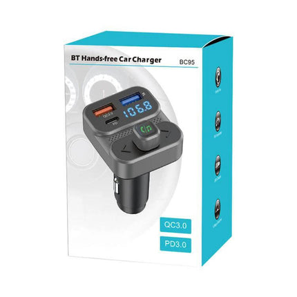 Car Bluetooth Hands-Free Calling Adapter With PD36W Fast Charging in-car FM transmitter and dual USB PD/QC fast charger