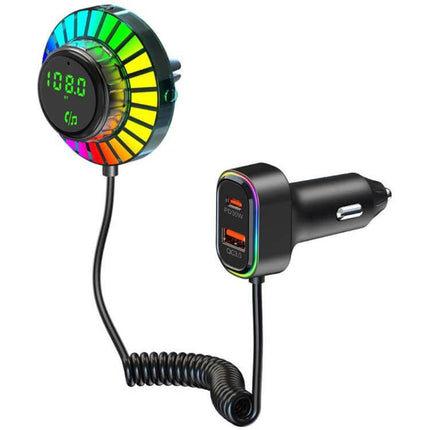 Car Bluetooth Hands Free Calling Adapter With Fast Charging vent-mount unit with colorful LED display, PD 30W + QC 18W dual fast USB charger