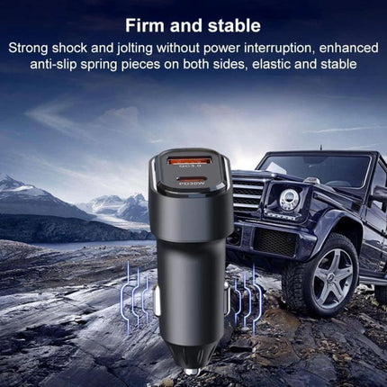 Car Bluetooth Hands Free Calling Adapter With Fast Charging vent-mount unit showing secure grip, dual fast-charge ports and display