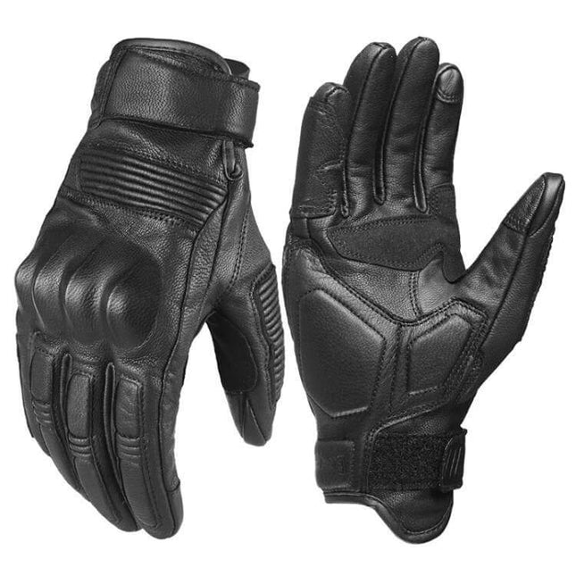 Ghost Racing Retro Leather Touch Screen Full-Finger Gloves, Medium - black goat leather motorcycle gloves with touchscreen thumb and index finger