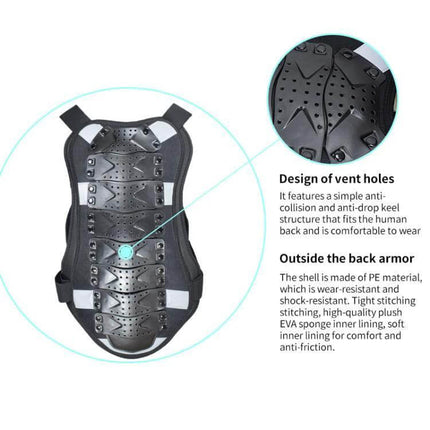 Ghost Racing Motorcycle Armor Vest Chest Protector L XL For Riding - breathable PE shell spine-friendly back protector with vented EVA padding