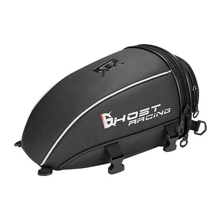 PU Leather Motorcycle Tail Bag For Rear Seat Travel - 10L black rear seat travel bag with laminated PU fabric and zipper pockets