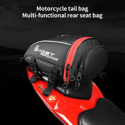 PU Leather Motorcycle Tail Bag For Rear Seat Travel on red sportbike seat, 10L durable wear-resistant storage
