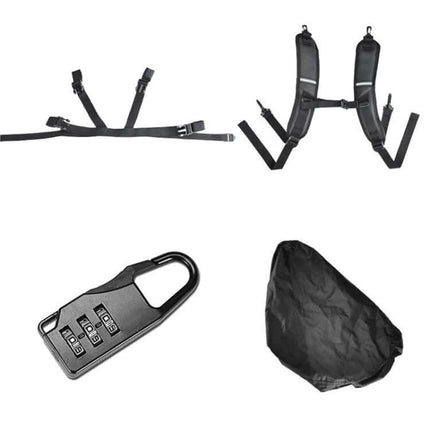 PU Leather Motorcycle Tail Bag For Rear Seat Travel with shoulder straps, combination lock and rain cover accessories
