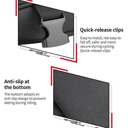 PU Leather Motorcycle Tail Bag For Rear Seat Travel showing quick-release clips and anti-slip bottom details for secure 10L rear-seat storage