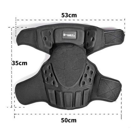 Ghost Racing Kevlar Knee Pads For Motorcycle Riding - black Kevlar knee protector with dimensions 53cm x 35cm x 50cm, impact-absorbing pads and adjustable straps