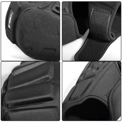 Ghost Racing Kevlar Knee Pads For Motorcycle Riding showing close-up black kevlar knee protection, straps, padding and impact-absorbing design