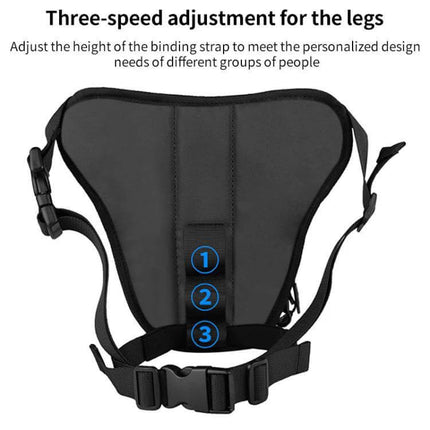 Ghost Racing Water Repellent Motorcycle Leg Bag For Daily Rides showing three-speed adjustable leg straps and 28x25x10cm compact water-repellent design