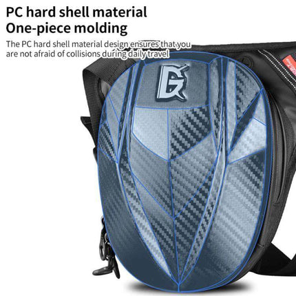 Ghost Racing Water Repellent Motorcycle Leg Bag For Daily Rides sleek blue PC hard shell one-piece molding leg bag for urban commuting 28x25x10 cm