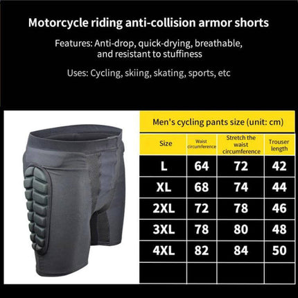 Ghost Racing Hip Protector Pants for Off-Road Motorcycle Riding L-XXXL black Lycra hip protector shorts with large-area anti-collision foam