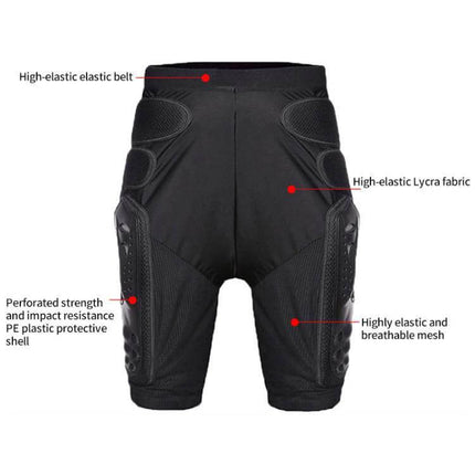 Ghost Racing Off-Road Motorcycle Hip Armor Pants for Everyday Riding black protective shorts with breathable mesh elastic belt and PE impact shells
