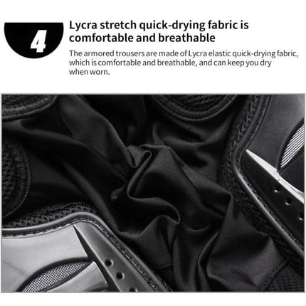 Ghost Racing Off-Road Motorcycle Hip Armor Pants for Everyday Riding — breathable Lycra stretch quick-drying fabric close-up