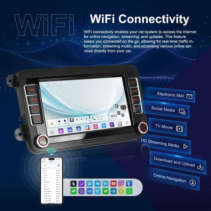 Volkswagen Android Car Navigation with 9-Inch Screen WiFi connectivity, smartphone mirroring and Android 15 apps for in-car navigation and streaming