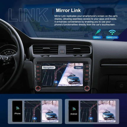 Volkswagen Android Car Navigation with 9-Inch Screen showing mirror link navigation and video playback in car dashboard